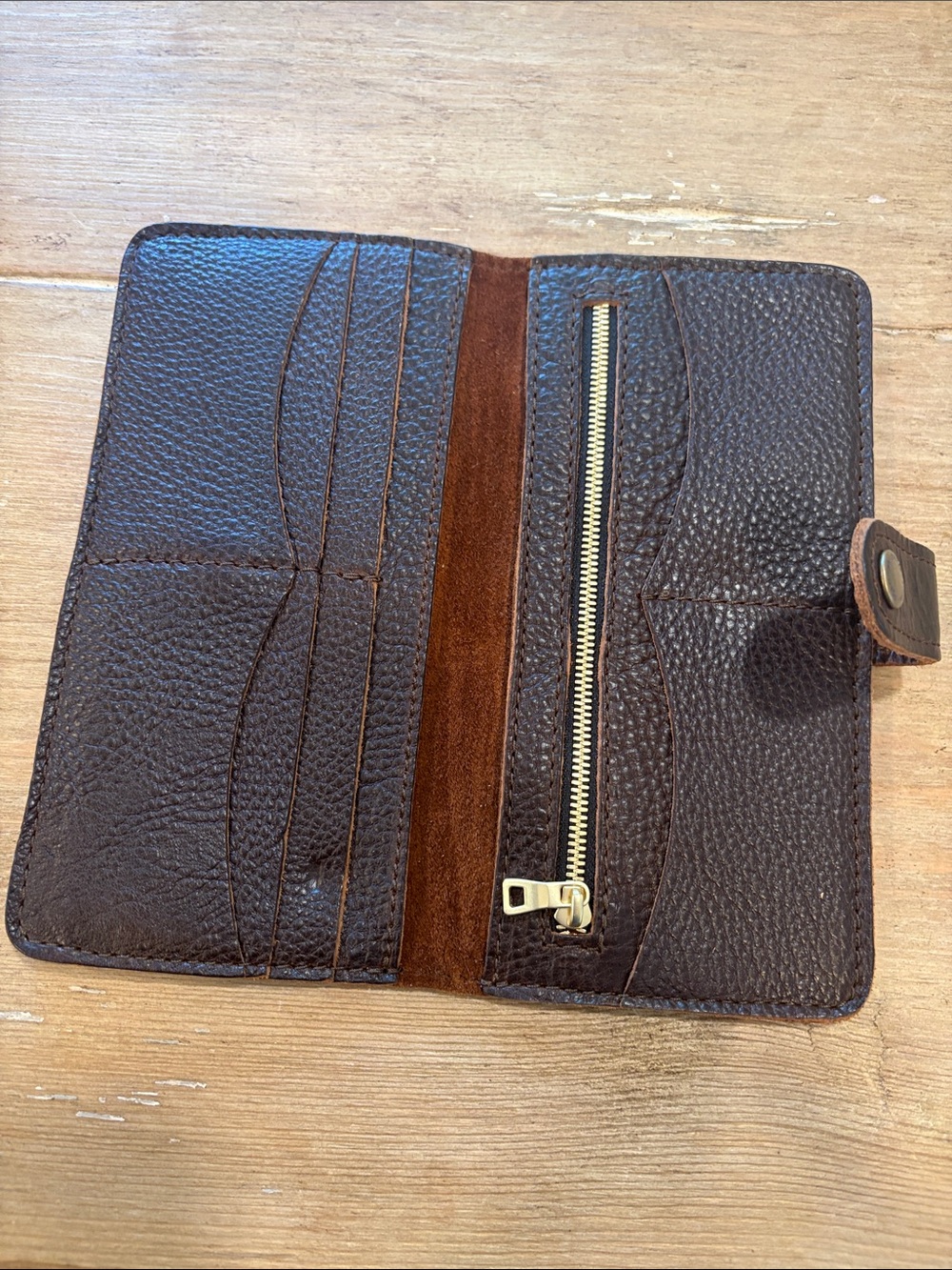 Portland Leather Dark Brown Leather Snap Wallet - Picture 2 of 3